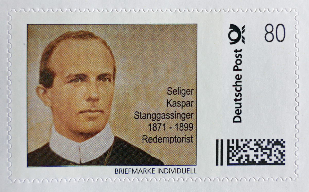 Briefmarke mit dem Portrait des Sel. P.Kaspar Stanggassinger