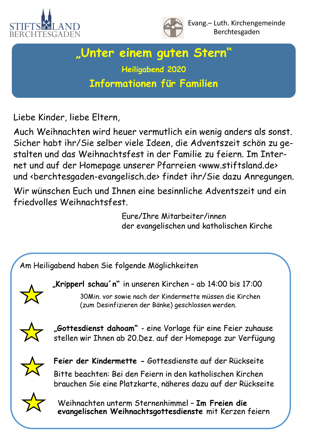Informationen für Familien zum heiligabend 2020 - Seite 1